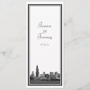 Chicago Skyline Etched Gerahmt Wedding Program Men Programm