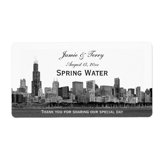 Chicago Skyline Etched H Wasserflasche (Vorne)