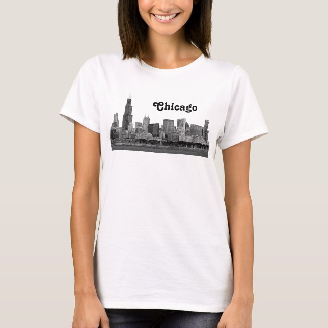 Chicago Skyline Etched T-Shirt (Vorderseite)