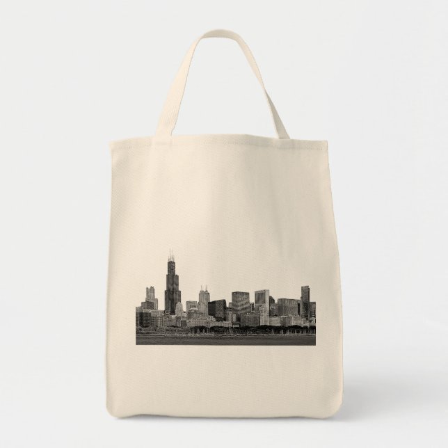 Chicago Skyline Etched Tragetasche (Vorne)