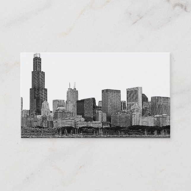 Chicago Skyline Etched Visitenkarte (Vorderseite)