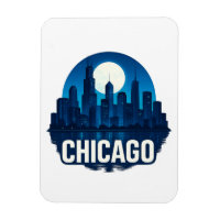 Chicago Skyline Full Moon City Design