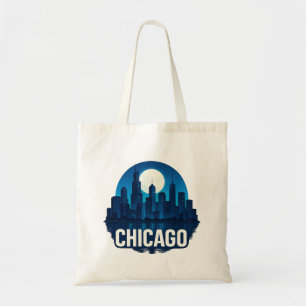 Chicago Skyline Full Moon City Design Tragetasche