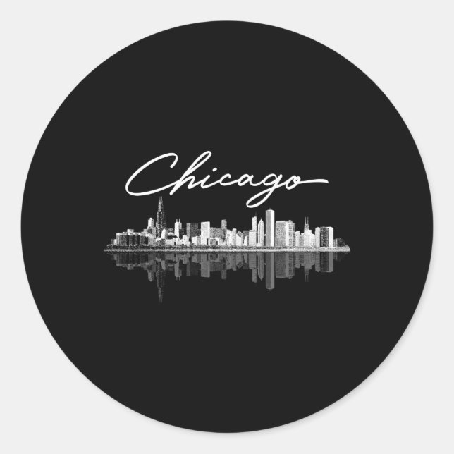 Chicago Skyline für Runder Aufkleber (Vorderseite)