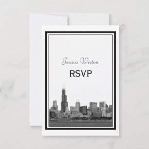Chicago Skyline geätzt gerahmt RSVP Karte