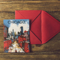 Chicago-Skyline-Gemälde – Städtische Kunst aus der