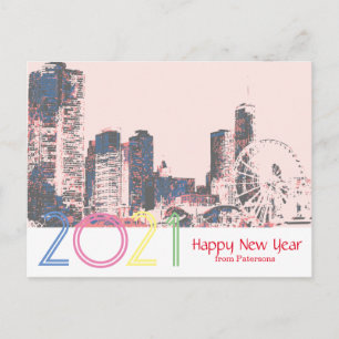 Chicago Skyline Happy New 2021 Postkarte