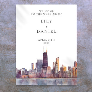 Chicago Skyline Hochzeits-Willkommensschild Poster