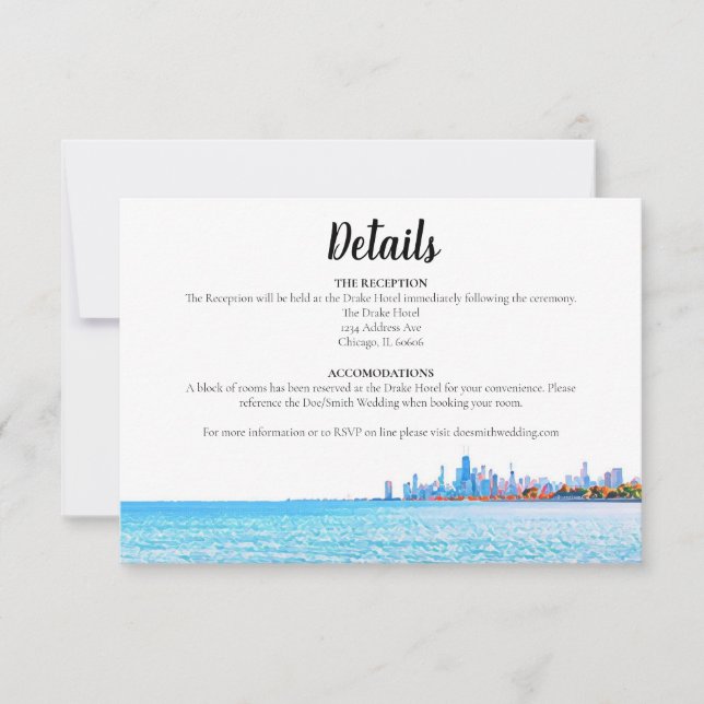 Chicago Skyline Horitzontal Details Karte (Vorderseite)