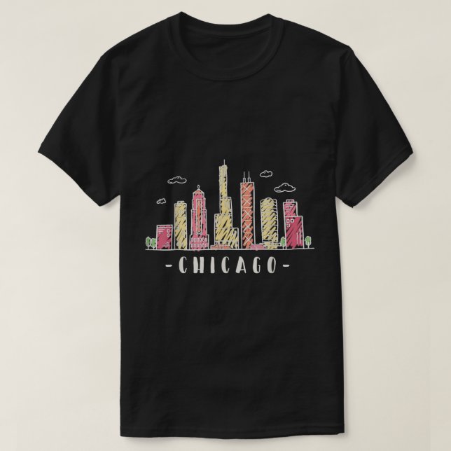 Chicago Skyline Illinois Vintage T-Shirt (Design vorne)