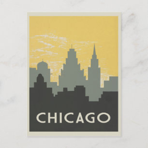 Chicago Skyline im Vintage-Stil Postkarte