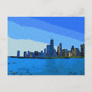 Chicago Skyline in Collage-Malerei Postkarte