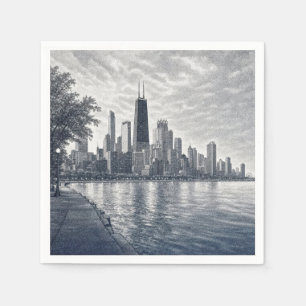 Chicago-Skyline in pointillistischer Kunst Serviette