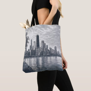 Chicago-Skyline in pointillistischer Kunst Tasche