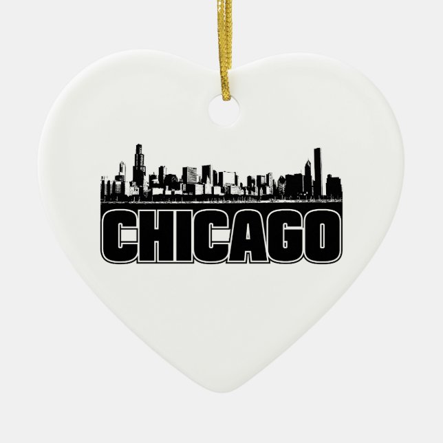 Chicago-Skyline Keramik Ornament (Vorne)