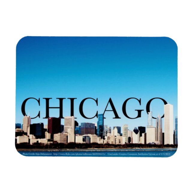 Chicago Skyline Magnet avec Chicago dans le ciel (Horizontal)