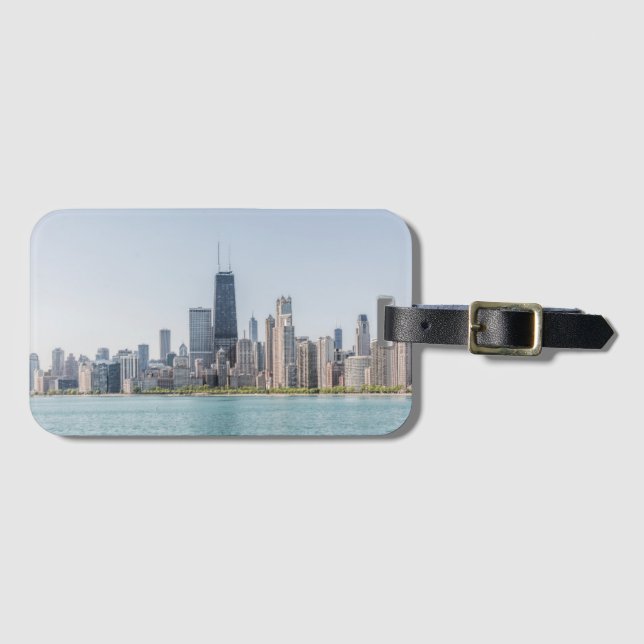 Chicago Skyline mit Lake Michigan Gepäckanhänger (Vorderseite (Horizontal))