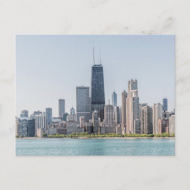 Chicago Skyline mit Lake Michigan Postkarte (Vorderseite)
