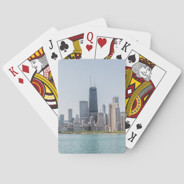 Chicago Skyline mit Lake Michigan Spielkarten (Rückseite)