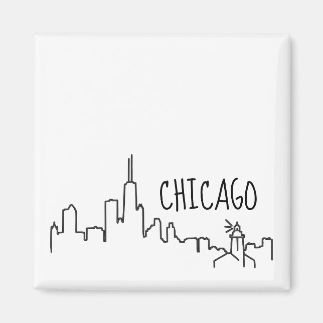 Chicago Skyline mit Lighthouse Small Magnet - 2x2 (Vorne)