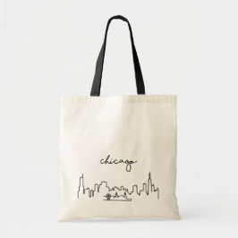 Chicago Skyline mit Navy Pier Tote Bag Tragetasche