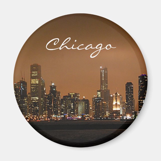 Chicago Skyline nachts in Navy Pier Magnet (Vorne)