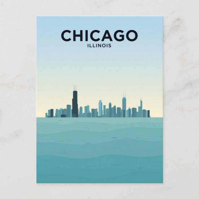Chicago Skyline Over Lake Postkarte (Vorderseite)