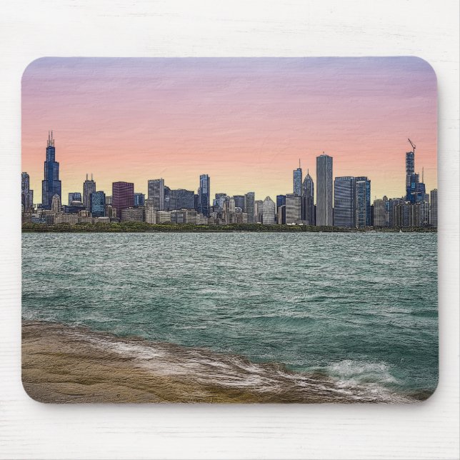 Chicago Skyline Painterly Mousepad (Vorne)
