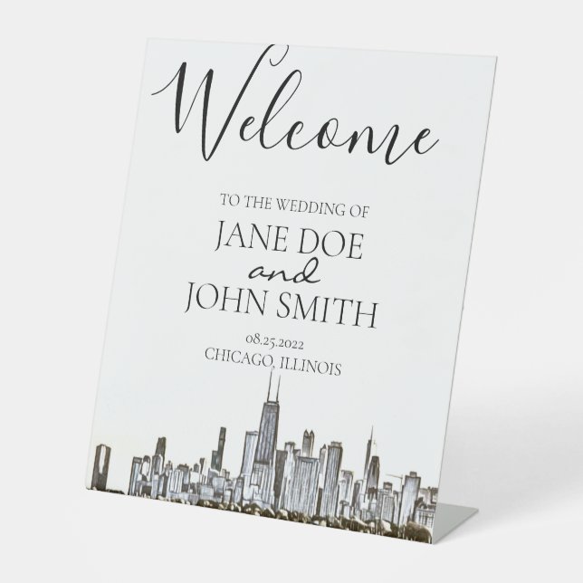 Chicago Skyline Pedastal Sign Sockelschild (Vorderseite)