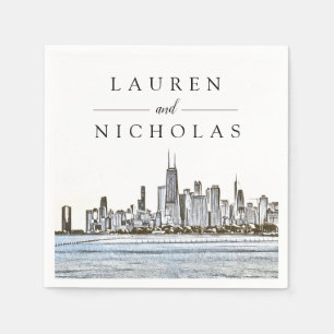 Chicago Skyline Personalisiert Wedding Napkins Serviette