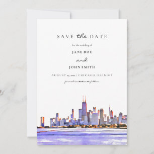 Chicago Skyline plat Enregistrer la carte Date