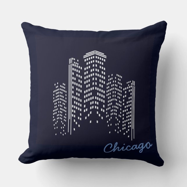 Chicago Skyline Polyester Pillow Kissen (Vorderseite)