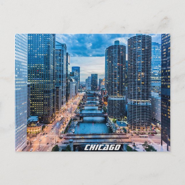 Chicago Skyline Postkarte (Vorderseite)