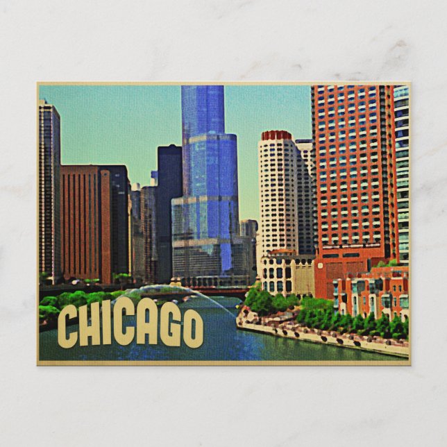 Chicago Skyline Postkarte (Vorderseite)