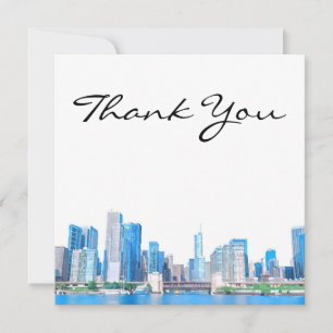 Chicago Skyline River View Carte de remerciements