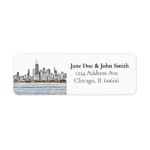Chicago Skyline Rücksendeadressen-Aufklebers