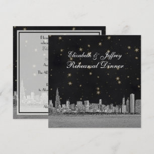 Chicago Skyline Schwarz Gold Star S Probe Einladung