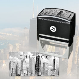 Chicago Skyline Self Inking Rubber Briefmarke Permastempel
