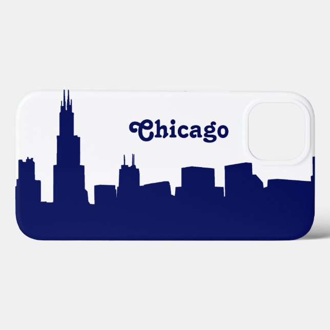 Chicago Skyline Silhouette Blue Case-Mate iPhone Hülle (Rückseite (Horizontal))