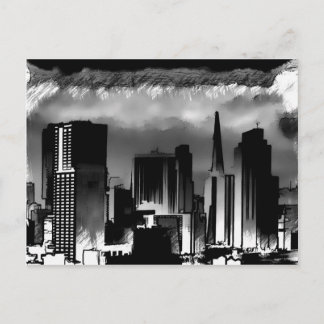 Chicago Skyline Sketch in Schwarz und Weiß Postkarte