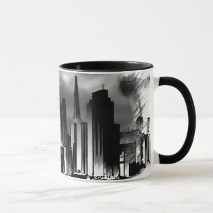 Chicago Skyline Sketch in Schwarz und Weiß Tasse