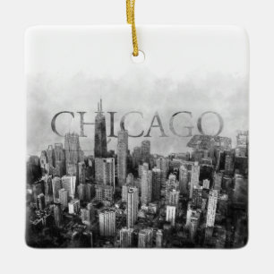Chicago Skyline Sketch Keramikornament