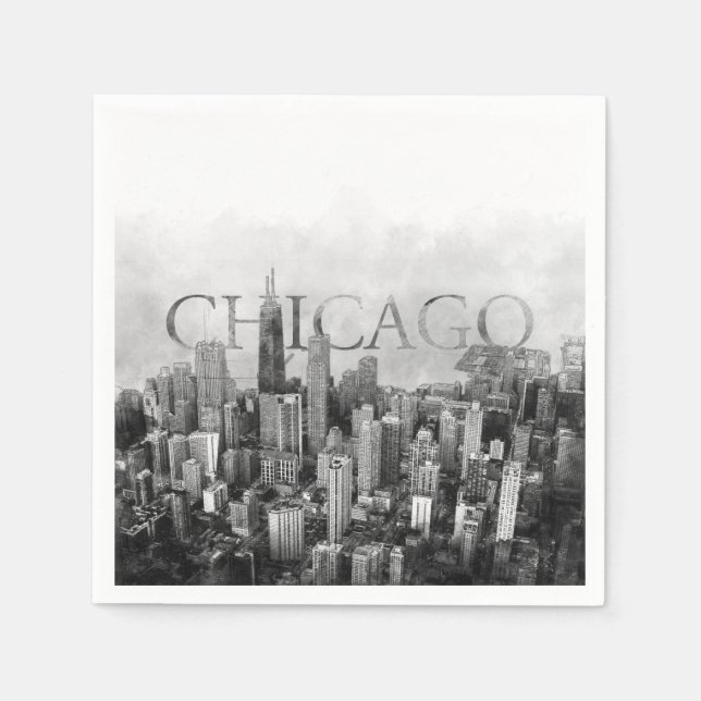 Chicago Skyline Sketch Serviette (Vorderseite)