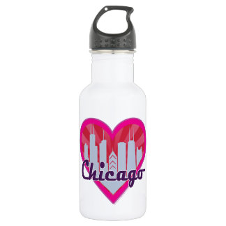 Chicago-Skyline Sonnenstrahl Herz Trinkflasche