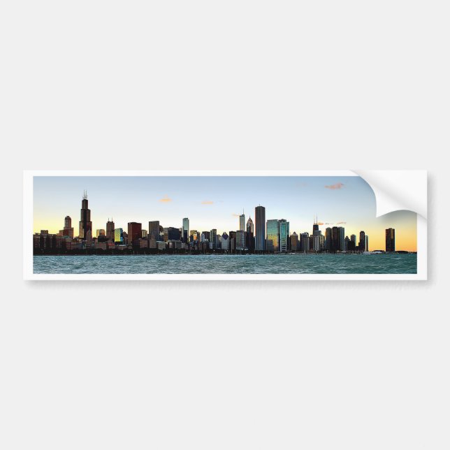 Chicago-Skyline-Sonnenuntergang Autoaufkleber (Vorne)