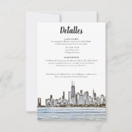 Chicago Skyline Spanish Details Card Einladung