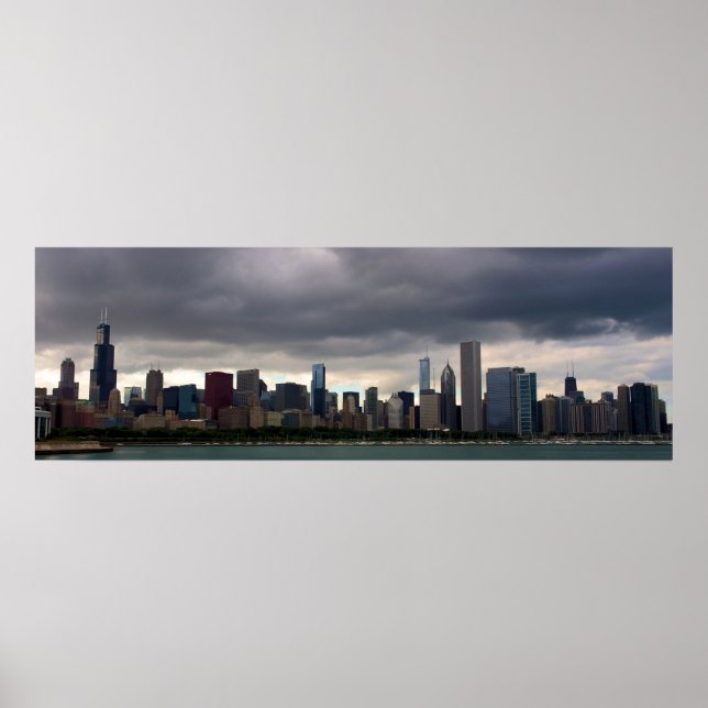 Chicago Skyline - Stormclouds - Affiche couleur (Devant)
