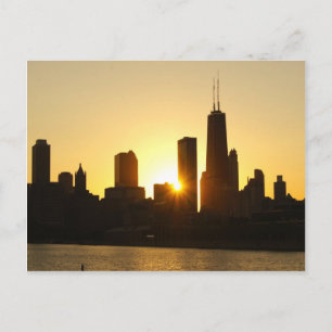 Chicago Skyline Sunset Postkarte