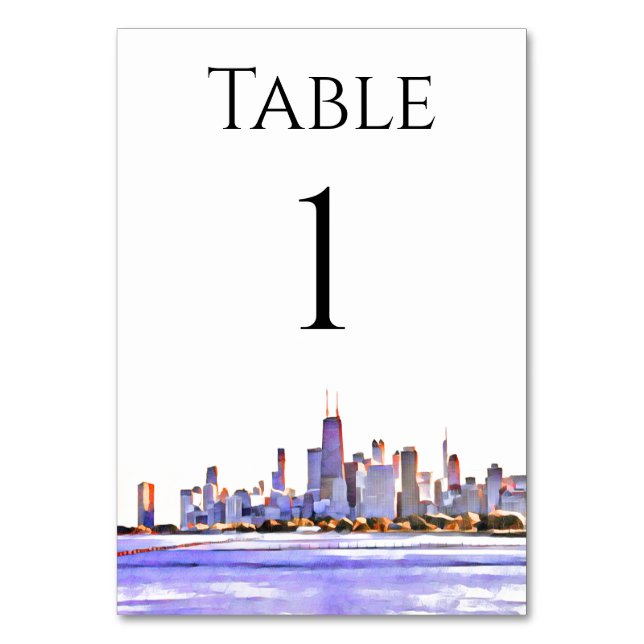 Chicago Skyline Tischnummern (Vorderseite)