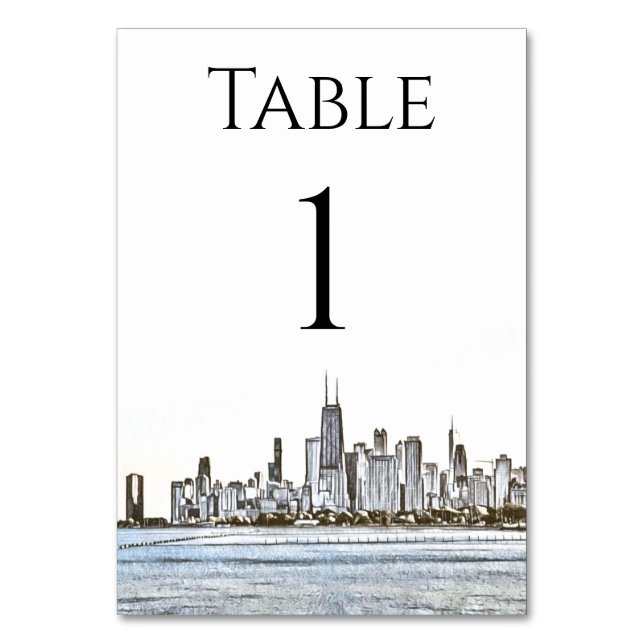 Chicago Skyline Tischnummern (Vorderseite)